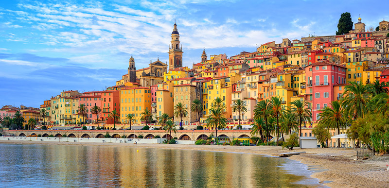 Old town Menton on french Riviera near Nice, France